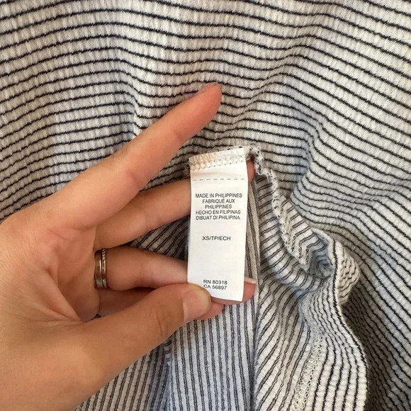 Lucky Brand Stripe Ruffle Bell Sleeve Knit Mini Shirt Dress Women’s X-Small - Picture 5 of 6